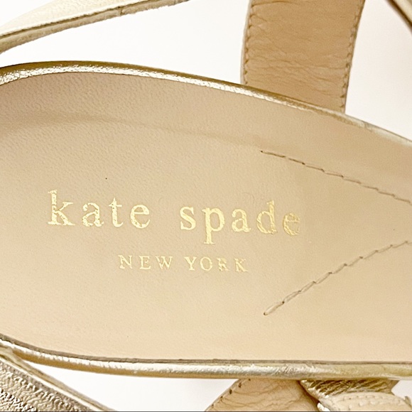 Kate Spade Helen Sandal Gold Metallic Heels - Picture 11 of 12